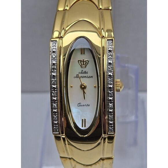 Jules Jurgensen Women Gold Tone Diamond Accent MOP Dial Quartz Watch New Battery main image 9